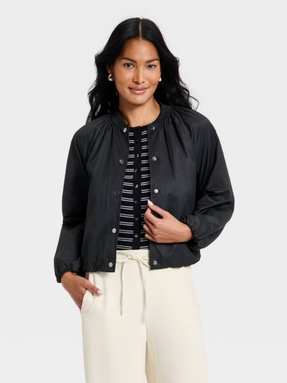 Women's  Lightweight Bomber Jacket - A New Day Black M